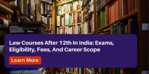 Student exploring law courses after 12th in India with books and legal symbols