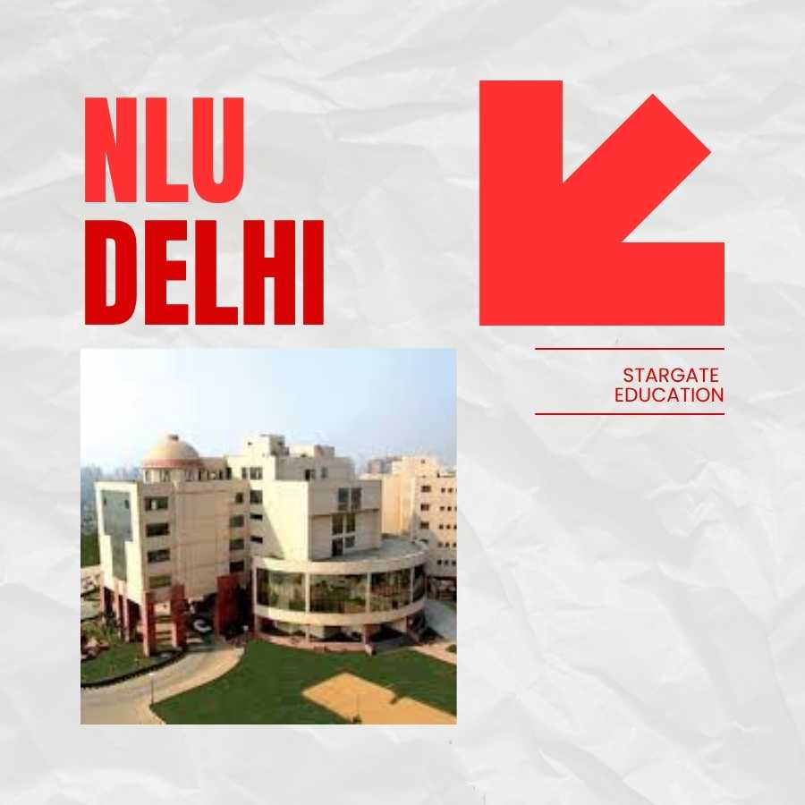 NLU Delhi campus building graphic by Aggarwal Education Center for AILET entrance exam preparation.